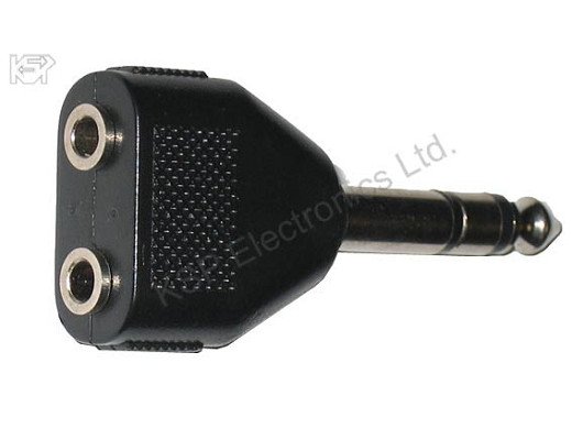 Аудио адаптер 6,35 mm стерео мъжки към 2 x 3,5 mm стерео женски