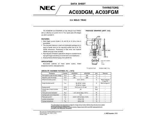 Тиристор  AC03FGM TO-202