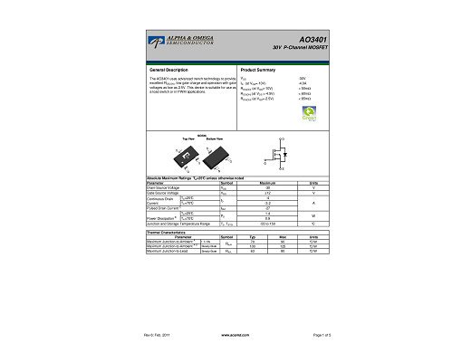 Tранзистор AO3401 SOT-23