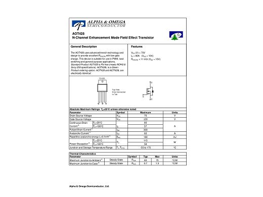 Tранзистор  AOT428 TO-220