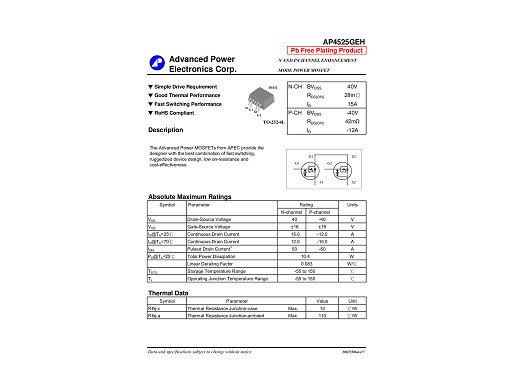 Транзистор AP4525GEH TO-252-4L