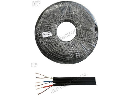 Аудио-видео кабел /RCA/ троен със спирална екранировка, гумиран, черен.