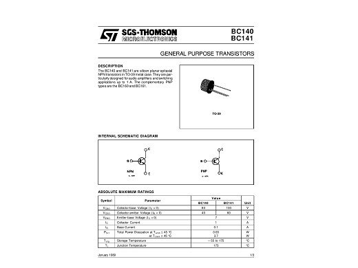 Транзистор BC140 TO-39