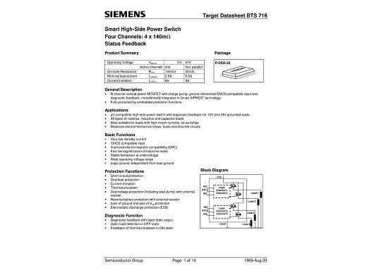 Интегрална схема   BTS716G PDSO-20