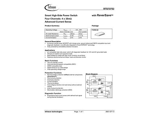 Интегрална схема  BTS737S2 PDSO-28