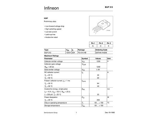 Транзистор BUP313 TO-218
