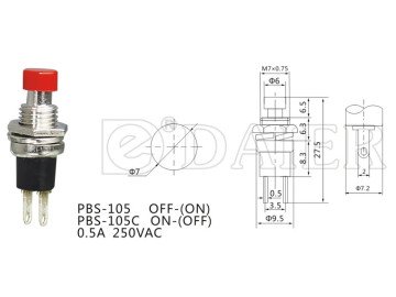 BUTTON M7 RED PBS-105 Non-holding
