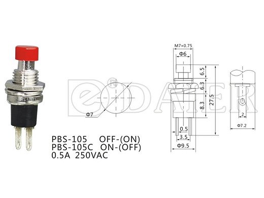 Бутон M7 0.5A PBS-105 Non-holding