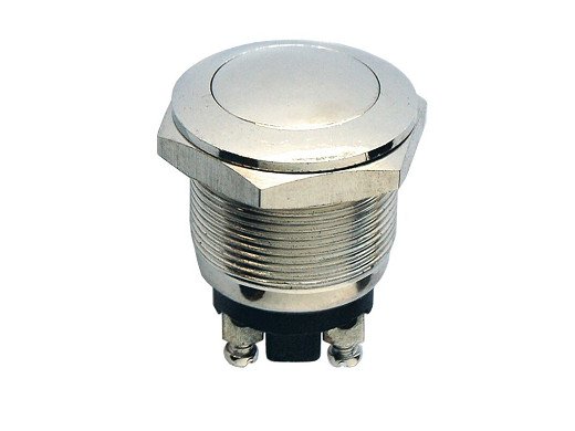 DC181 Метален бутон 12V-24V 2-PIN ROUNDED