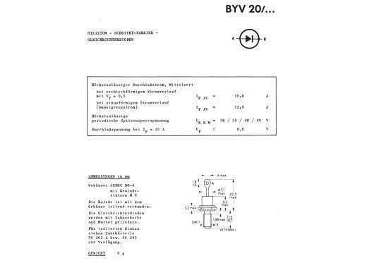 Диод BYV20/45 DO-4