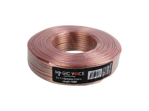 Прозрачен кабел за високоговорители 2x1.0mm 1m CU