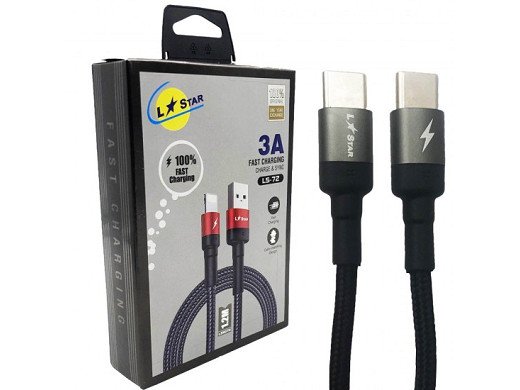 Плетен кабел LS-72 Type-C към Type-C Черен