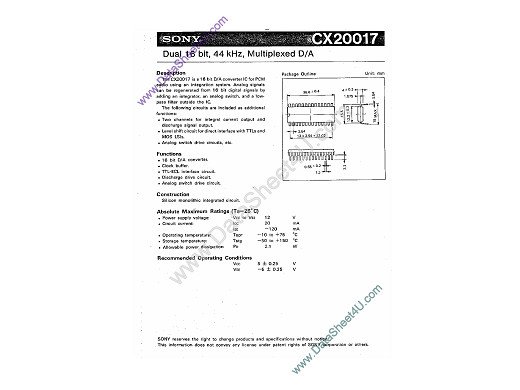 Интегрална схема  CX20017