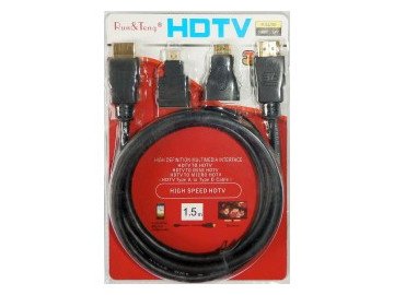 Cable 3 in 1 hdmi to hdmi, mini hdmi,micro  1.5m