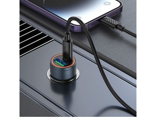 Зарядно за кола USB+USB-C PD30W + QC3.0 30W - Type-C към Lightning