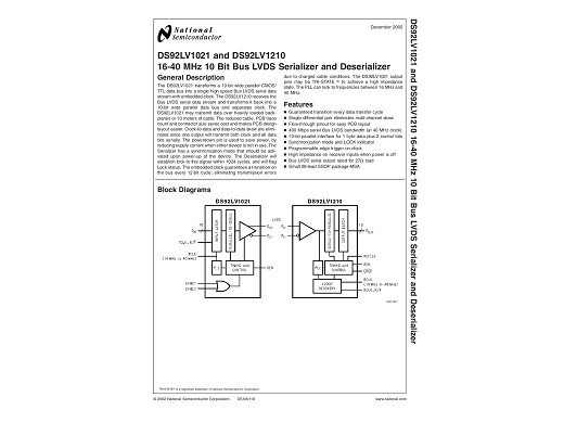Интегрална схема DS92LV1021TMSA SSOP-28