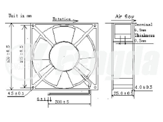 Вентилатор 120x120x25 FD1225A2HBL/Q