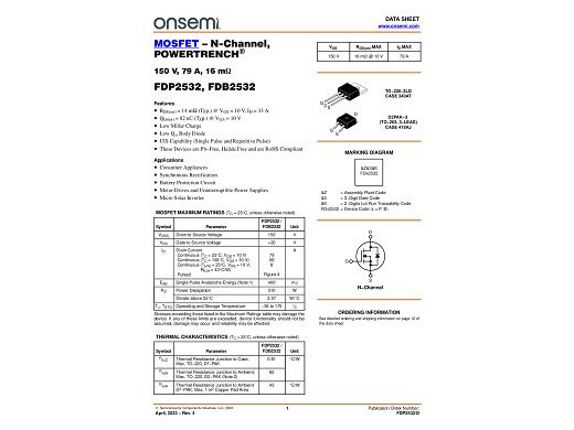 FDB2532 D2 PAK TO-263