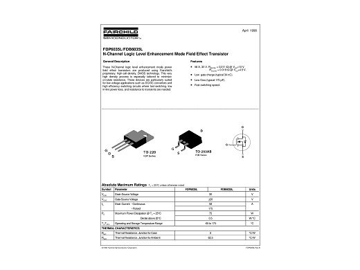 Транзистор FDP6035L TO-220