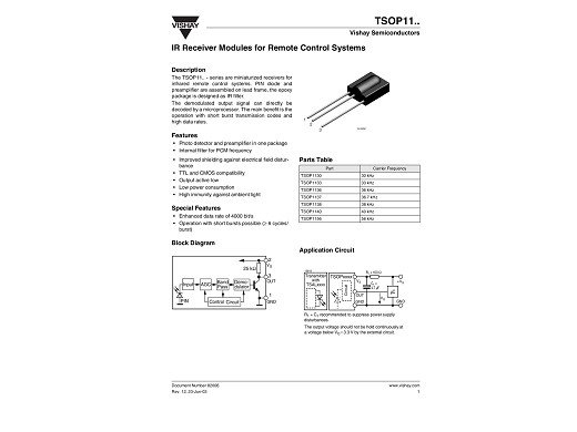 Integrated IR receiver TFM1738