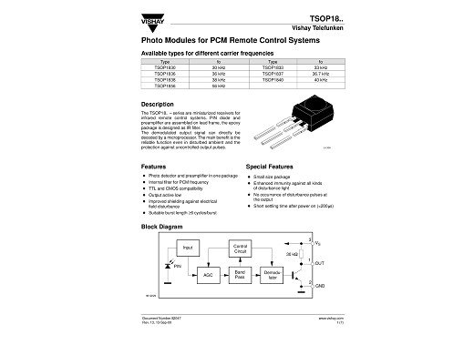 Integrated IR receiver TSOP32338