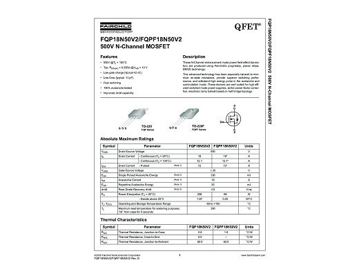 Транзистор FQPF18N50C  TO-220F