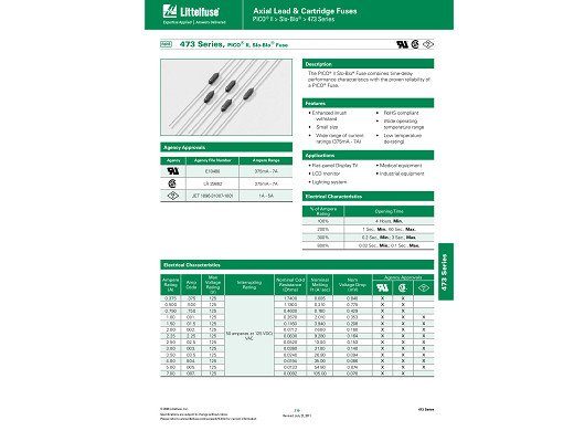 Предпазител аксиален FUSE 4.0A 3.175x7.11mm 125V