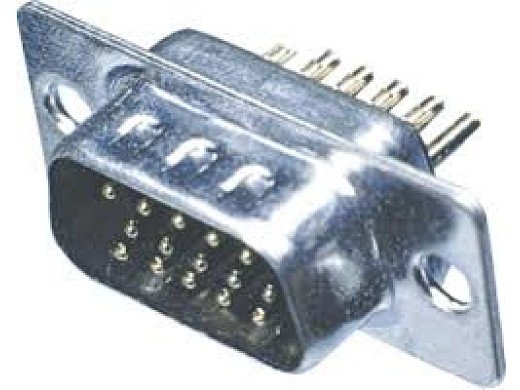 Конектор мъжки, канон D-SUB 15HD с 15 извода в 3 реда за монтаж на кабел