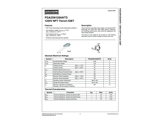 Транзистор IGBT FGA25N120ANTD TO-3P