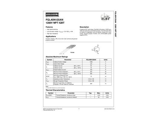 Транзистор IGBT FGL40N20ANDTU TO-264