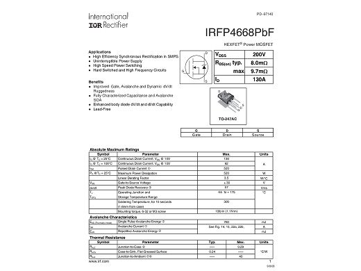 Транзистор IRFP4668PBF TO-247