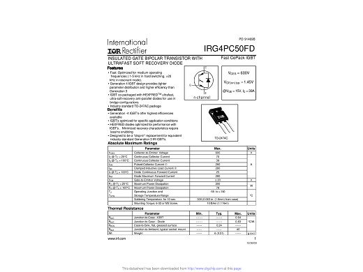 Транзистор IRG4PC50FD TO-247