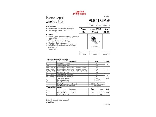 Tранзистор  IRLB4132 TO-220AB