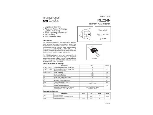 Транзистор IRLZ24N TO-220