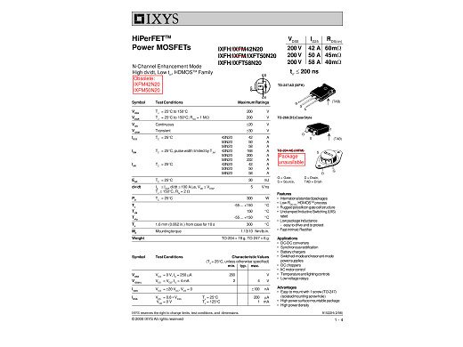 Транзистор IXFH50N20 TO-247