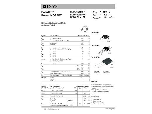 Транзистор IXTA62N15P TO-263