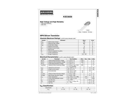 Транзистор KSC5030 TO-3P