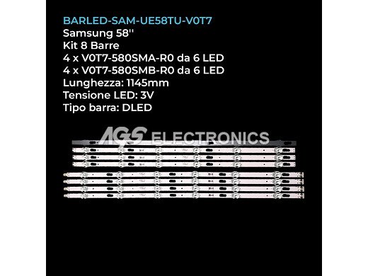 Диодни ленти комплект 8 бр/pcs V0T7-580SMA V0T7-580SMB set-8 LED1592-1593