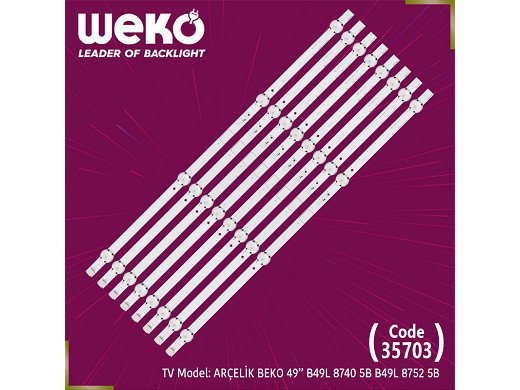 Диодни ленти комлект 8 бр. LED489 ZVA65600-AA, ARCELIK 49'' DRT_REV0.1