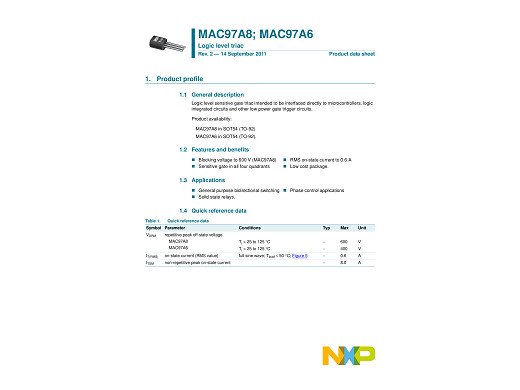 Триак MAC97A6 TO-92