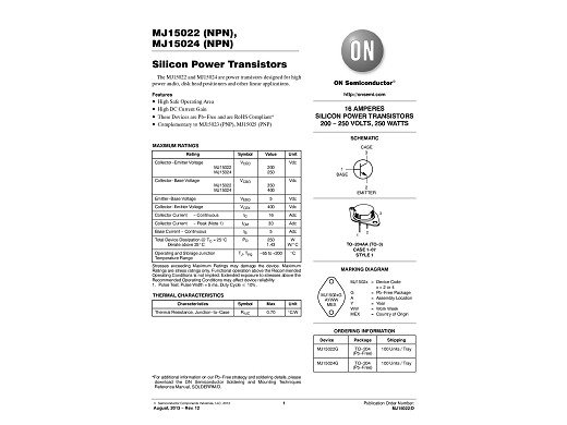 Tранзистор  MJ15022G TO-3