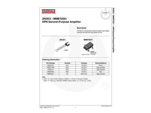 Tранзистор  MMBT5551 SOT23 SMD