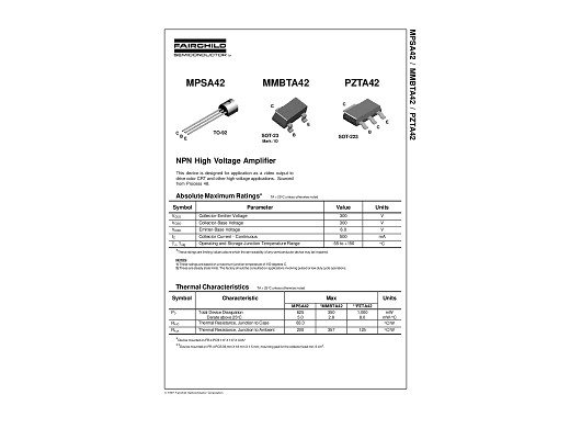 Транзистор MPSA42 TO-92