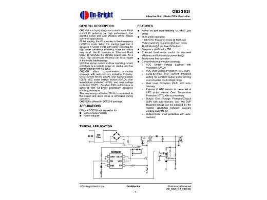 Интегрална схема OB2362 SOT-23-6