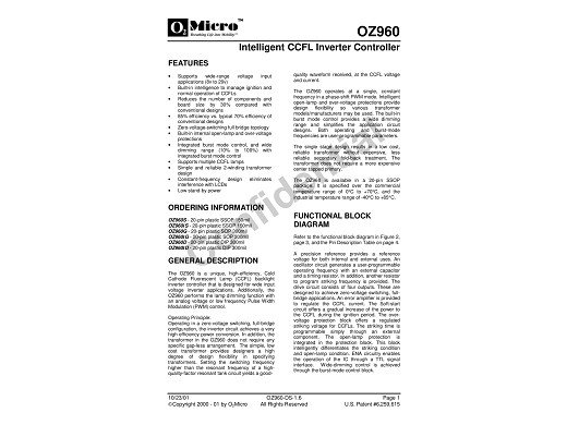 Интегрална схема OZ960D  DIP-20