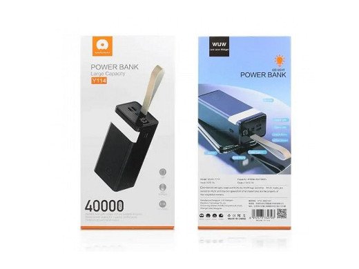 Преносима външна батерия 2.1A LED DISPLAY MICRO+USB-C+2изх.USB 40,000MAH