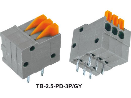 Pcb клема  с 2 пина TB-2.5-PD-2P/GY