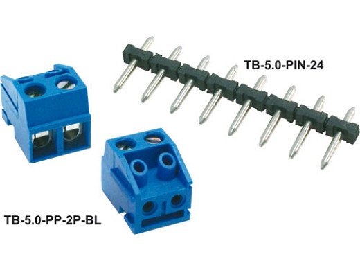 Pcb клема  с 2 пина TB-5.0-PP-2P-BL