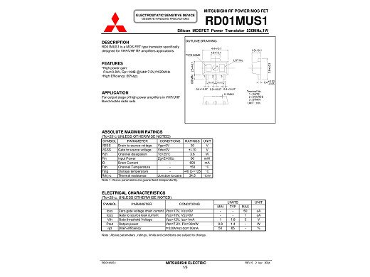 Tранзистор  RD01MUS1-T112 SOT-89