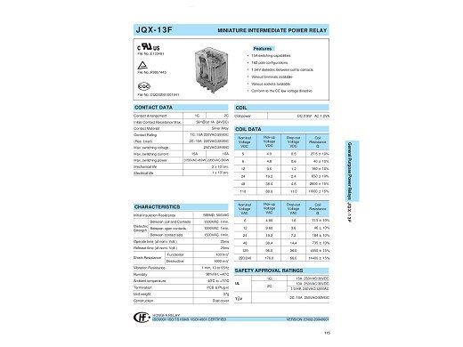 РЕЛЕ JQX-13F 220V